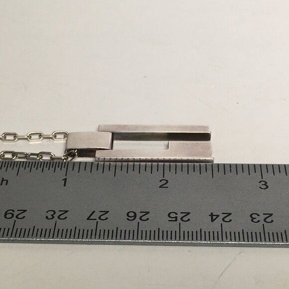 Authentic Gucci Rectangular G Pendant Necklace Sterling Silver 18 in - Picture 7 of 8